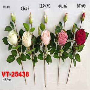2025 plus récent 52cm Polyester Artificielle Rose Real Touch Spray X4-Latex à la main pour la fête des mères Pâques Noël Occasions - Product Image 1