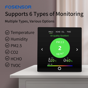 6-<strong>in</strong>-1 Smart Indoor <strong>Air</strong> Quality <strong>Monitor</strong> FS11006DC,Co2,Pm2.5,Hcho,Tvoc,Temp &amp; Humidity, Wifi/RS485 - Product Image 3