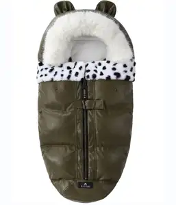 2023 best selling foot cover Waterproof footmuff PU leather pram footmuffs baby sleeping bag with fur