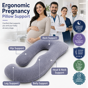 Oreiller de grossesse Koncen pour tout le corps, forme semi-circulaire, housse amovible et lavable, soutient le dos, les hanches et les jambes pour les femmes enceintes - Product Image 4