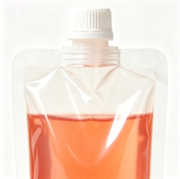 Pochette souple personnalisée avec bec verseur, refermable, pour liquides, en plastique transparent, avec bouchon blanc