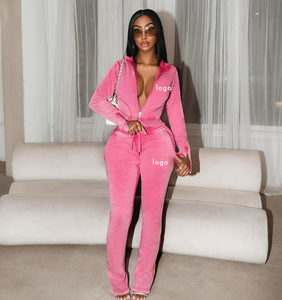 Set da <span class=keywords><strong>donna</strong></span> di alta qualità in due pezzi Set personalizzato giacca con Zip pantaloni della tuta Casual Jogger felpa con cappuccio <span class=keywords><strong>abbigliamento</strong></span> da <span class=keywords><strong>donna</strong></span> - Product Image 3