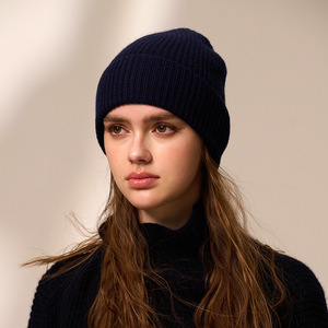 Fabricant sur mesure pour hommes 100% Cashmere Pure Beanie Hat Men Winter Warm Ribbed Knitted Merino Wool Cashmere Hats for Women - Product Image 3