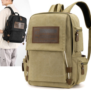 Men's Stylish <b>Backpack</b> Waterproof Canvas Material Trendy Design School Sports Casual & Travel Use - Product Image 1