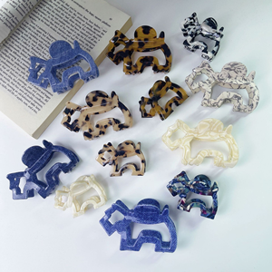 Clips de garra de Animal de dibujos animados para perros, accesorios para el cabello de acetato de tortuga de lujo, pinzas para el pelo de perro hueco pequeño de 5cm para niñas - Product Image 1