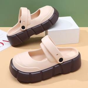 Sandales Guru Mary Jane pour femmes, semelles épaisses, plateforme antidérapante, respirantes, en EVA, chaussures de plage, bout rond, blanc cassé, noir, kaki - Product Image 1