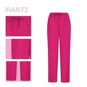 Women <b>Scrub</b> Top V-Neck Short Sleeve Pink Moisture Wicking Knitted Hospital Uniform - Product Image 2