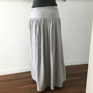 Korean lazy style solid color wide <b>waist</b> ruched flattering <b>elastic</b> knit <b>skirt</b> gentle versatile simple casual long <b>skirt</b> - Product Image 5
