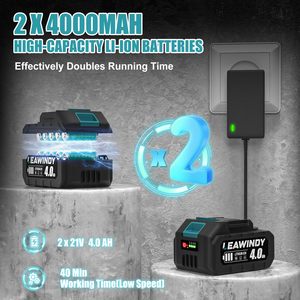 เครื่องเป่าลมใบไม้ไร้สายแบบมืออาชีพ 21V 6 สปีด น้ำหนักเบา ใช้แบตเตอรี่ลิเธียมไอออน ความเร็ว 120 ไมล์ต่อชั่วโมง และแรงลม 500CFM สำหรับดูแลสนามหญ้า งาน DIY และใช้ในลานบ้าน รุ่น GT3018 Le - Product Image 3