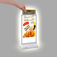Panneau de table LED rechargeable en forme de T Kejea 105 x 210 mm pour affichage de prix au comptoir, petit menu, affichage publicitaire