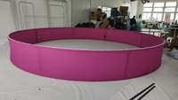 Bannière suspendue en polyester réutilisable, écologique, légère, imperméable, avec cadre en aluminium, pour salon professionnel circulaire