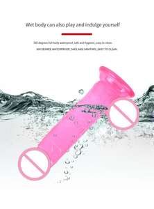 2023 venta al por mayor caliente gran cristal TPE pene Rosa transparente realista claro silicona sexy juguetes consolador para mujeres - Product Image 5