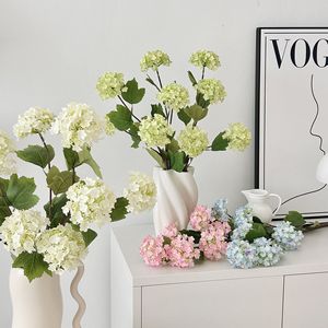 3 Heads <b>Hydrangea</b> Snowball <b>Artificial</b> Flowers Home Decoration Wedding Hall Floral Arrangement for Living Room Valentine's Day - Product Image 2