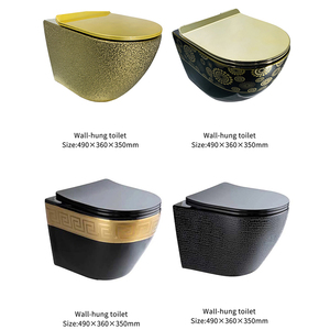 Treo Tường Electroplated Hoàng Gia Sang Trọng <span class=keywords><strong>Dubai</strong></span> Màu Vàng Treo <span class=keywords><strong>Wc</strong></span> Treo Tường Cống Gốm Vàng Tường Treo Nhà Vệ Sinh Bát Bộ - Product Image 5