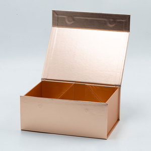Custom Elegant Flat Fold Pack Bulk Magnetic Closure Rose Gold Gift <b>Box</b> with Ribbon Bow - Product Image 3