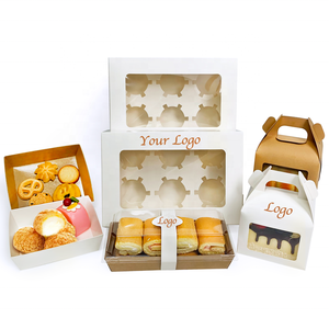 Boîtes à pâtisserie en papier kraft avec fenêtre transparente pour gâteaux roulés, taille personnalisée, avec couvercle, personnalisation du logo - Product Image 3