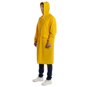 Vente en gros de manteau de pluie en polyester pvc épais imperméable de haute qualité pour le travail des adultes