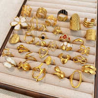 Anillos de Moda para Mujer en Oferta, Colección de Anillos de Acero Inoxidable con Recubrimiento PVD de 18K, Resistentes al Agua y de Buena Calidad