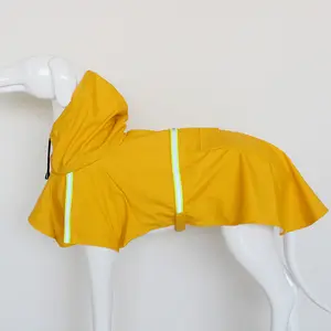 Hot Sale Pet Yellow Stripe Großer Hund Regenmantel Mit Kapuze Großer Hund Regenmantel Jacke Reflektieren der verstellbarer Haustier Hund Regenmantel