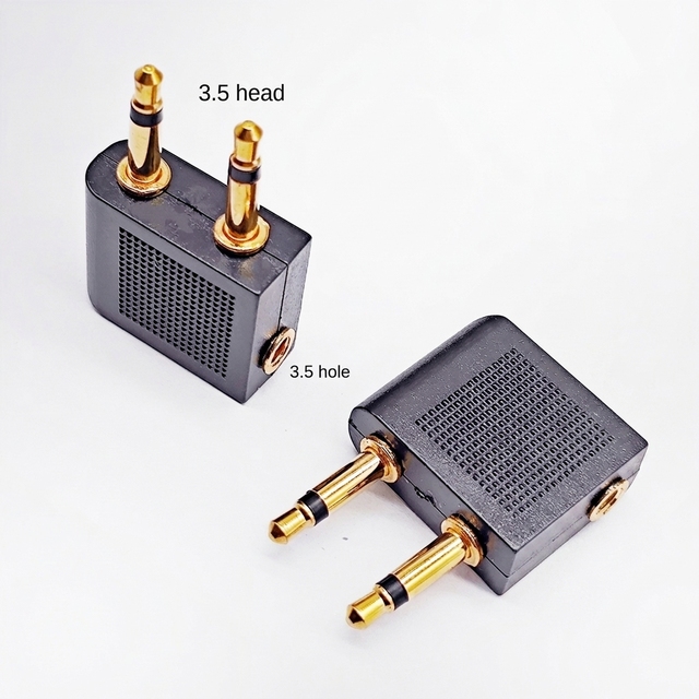 Airplane Headphone Splitter 2 Mono Male to 1 Stereo Female Precision Molded Contacts Custom Logo Oem Available