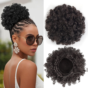Queue de cheval afro synthétique bouclée, <span class=keywords><strong>chignon</strong></span> bohème, extension de cheveux à clipser avec cordon de serrage <span class=keywords><strong>pour</strong></span> femmes noires - Product Image 1