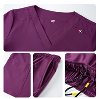 Tenue médicale 93 % polyester 7 % élasthanne, extensible dans les 4 sens, uniforme d'hôpital respirant, ensemble de blouses d'infirmière léger et à séchage rapide