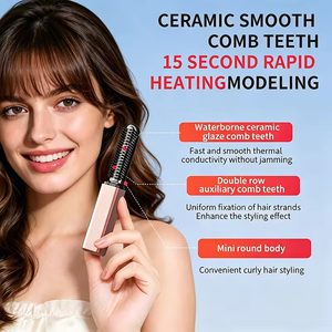 <span class=keywords><strong>Brosse</strong></span> lissante chauffante portable, mini fer thermique de poche sans fil, peigne électrique pour lisser les franges - Product Image 3