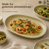 Antiek groene ecovriendelijke melamine grote ovale serveerschaal, breed en diep, geschikt voor delen, salade, groenten, feestjes en buffetten