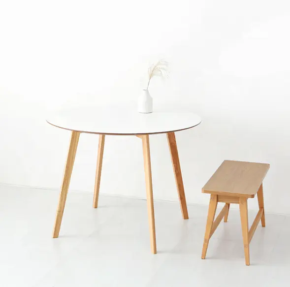 Table basse à thé en bois personnalisée pour meubles de salon mobilier d'intérieur table basse ronde blanche en caoutchouc style moderne