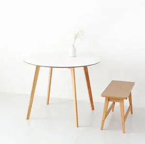 שולחן קפה תה מעץ מותאם אישית לריהוט סלון ריהוט פנים גומי עגול שולחן קפה לבן בסגנון מודרני