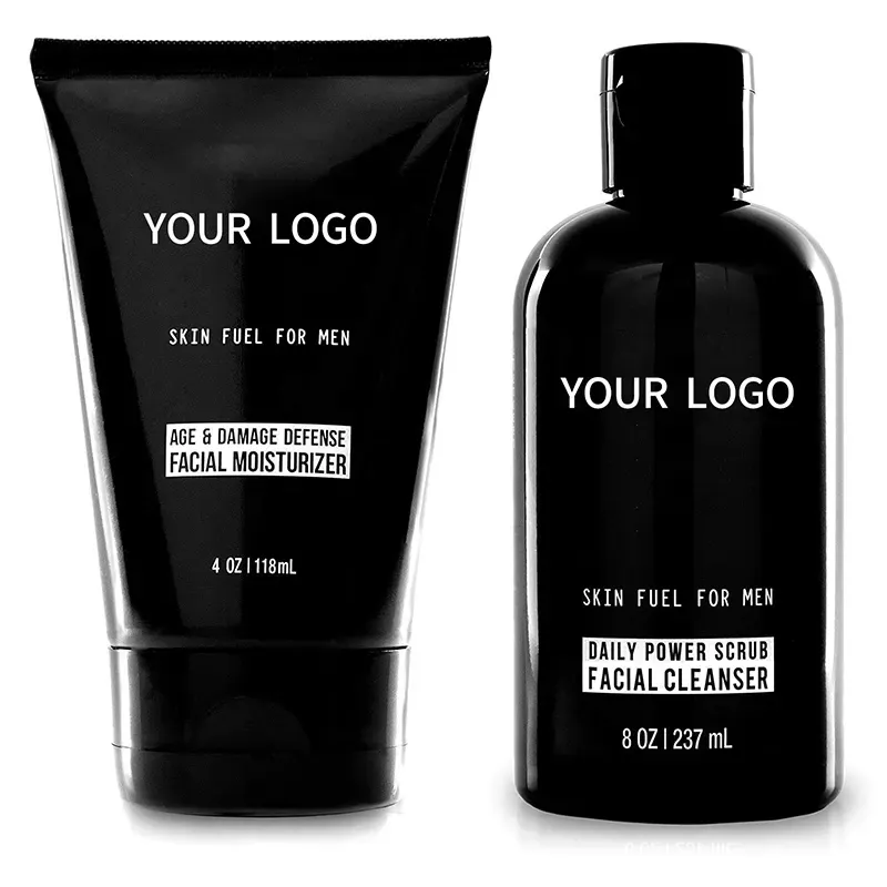 Productos OEM de etiqueta privada para hombres, limpiador de lavado de cara, exfoliante Facial, antiacné, productos hidratantes para el cuidado de la piel para pieles oscuras