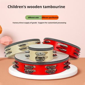 Tambourins à clochettes en bois à double rangée et double couche, 4-10 pouces, tambours à main, percussion Orff pour mariages et églises - Product Image 1