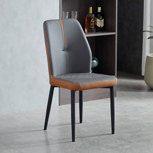 Two Tone Eco Faux Leather Luxury High Back Dining <b>Chair</b> Comfortable <b>Padded</b> Sturdy Metal Legs Modern Style Customizable Color - Product Image 5