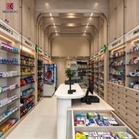 Vitrine de pharmacie haut de gamme MOOKOO, mobilier moderne pour magasin médical, étagères de pharmacie en bois avec éclairage LED