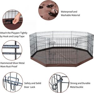 Cage pliable de 24 pouces à 8 panneaux en métal pour chiens, grand chenil pour chiots avec fond, parc d'exercice pour dressage de chiens et chats - Product Image 2