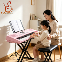 HUASHENG 61 Key Electronic Keyboard LCD/LED Display 100 Timbres Rhythms Teaching Home Practice