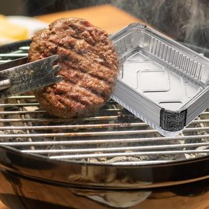 Caja rectangular desechable de papel de aluminio para almuerzo, bandeja de aluminio para hornear pasteles con tapa, para pizza, para catering - Product Image 6