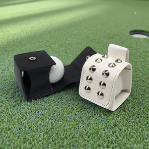 Étui pour balles de golf carré créatif Sac de golf suspendu à la taille portable Pochette pour balles de golf en cuir PU durable avec rivet - Product Image 1