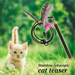 Acero inoxidable portátil para gato gatito juguete <span class=keywords><strong>Teaser</strong></span> telescópico Flirt Pole Playing Rod - Product Image 5