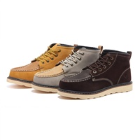 Bottes Martin mi-hautes en cuir véritable pour hommes, style britannique rétro, polyvalentes, pour le travail, la moto et la conduite