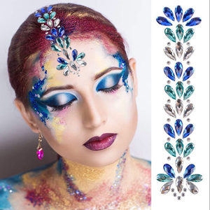 Autocollants de tatouage en strass, décorations temporaires pour cheveux et visage, cristaux de maquillage pour fêtes, scènes et festivals - Product Image 5