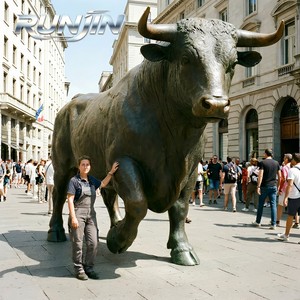 Escultura de Toro de Bronce de Wall Street de Tamaño Real, Acabado Patinado, para Decoración de Oficina o Exteriores, Estilo Moderno y Profesional, Marca RUNJIN - Product Image 3
