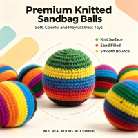 Pelota de ganchillo suave de punto arcoíris, rellena de arena, pelota antiestrés para apretar con la mano, juguete para aliviar el estrés, entrenamiento deportivo al aire libre