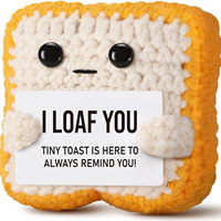 Peluche Toast au Crochet Faite Main avec Carte « I Love You » – Compagnon de Bureau d'Écoute et de Soutien Émotionnel pour Collègues – Idée Cadeau de Bureau