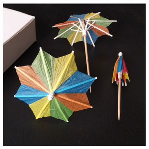 Bambus促销派对酒吧装饰食品健康定制饮料纸采摘鸡尾酒伞带样品支撑 - Product Image 4