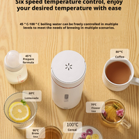 Bouilloire Électrique Portable 400W 500ml en Acier Inoxydable 316SS, Contrôle de Température 6 Vitesses, Isolation 12H, Anti-Fuite, Arrêt Automatique – Idéale Maison, Voyage, Bureau