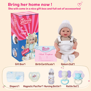 Muñeca Reborn Babeside <span class=keywords><strong>Mia</strong></span> de 17 Pulgadas, Ojos Marrones Abiertos, Sombrero Adorable y Esponjoso, Sonriente, Muñeca de Moda, Juguete de Bricolaje, Mini Juguete de Peluche - Product Image 6