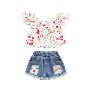 Conjunto de 2 piezas para niños pequeños, ropa para niñas, camiseta, chaleco, tops y pantalones cortos - Product Image 2