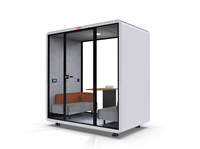 Cabine de bureau acoustique modulaire préfabriquée OMNI, insonorisée, avec système de ventilation et prise électrique