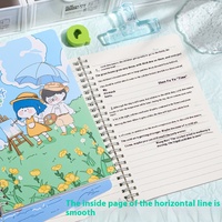 Cuaderno A5 Con Espiral De Dibujos Animados Lindos, Diario De Tapa Blanda Impresa Con Líneas Horizontales, Encuadernación Cosida Para Estudiantes De Primaria